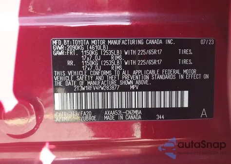 2023 Toyota Rav4 Xle from USA, damaged, VIN 2T3W1RFV4PW283877
